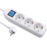 Electraline 59660 Stekkerdoos 3 voudig met Schakelaar, Kabel 1.5 M, 3G1.5mm, Meervoudige Stekkerdoos, Tafelstekkerdoos, Wit