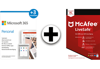 Microsoft Microsoft 365 Personal + McAfee LiveSafe incl. VPN (1jaar)