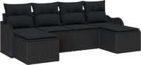 vidaXL Tuinbank Set Zwart Poly Rattan 4 Zitplaatsen