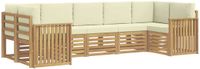 vidaXL - Buiten - bank - set - 7 - st - Wit - en - crèmekleurig - Polyester
