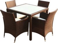 vidaXL Ensemble de jardin 5 pièces avec coussins poly rotin marron