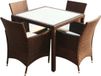 vidaXL Ensemble de jardin 5 pièces avec coussins poly rotin marron