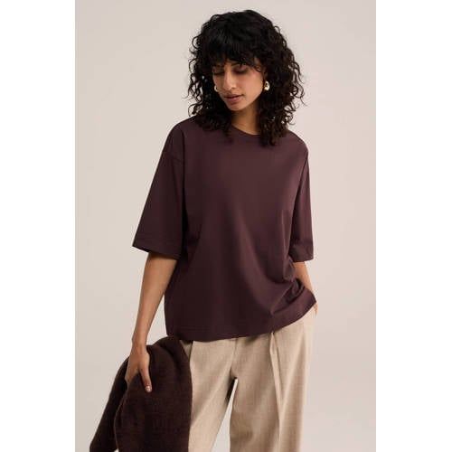 WE Fashion WE STUDIO oversized T-shirt - donkerbruin