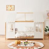 en.casa Kinderbed Tostedt huisbed grenen houtkleurig en wit 120x200 cm