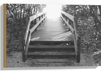 Merkloos / Sans marque Hout - Trap naar het Strand Zwart-wit - 60x40 cm - Foto op Hout