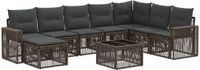 vidaXL Tuinbank - Set - 9-delig - Grijs en Donkergrijs - Polyrattan