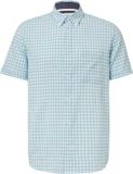 s.Oliver Geruit Overhemd met Korte Mouwen - Viscosemix - Regular Fit - Mannen - Lichtblauw - Maat S