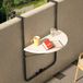 Bakaji Salontafel voor buiten, balkon, inklapbaar, ruimtebesparend, in hoogte verstelbaar, frame van metaal en tafelblad van polyrotan, glashouder, afmetingen 60 x 64 cm (wit)