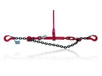 Dolezych sjorketting met gaffelkophaken en ratelspanner met inkorthaken, 2-delig, toegestane trekkracht 4000 daN in directe trek, lengte 3 m - zwart/rood