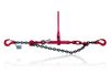 Dolezych sjorketting met gaffelkophaken en ratelspanner met inkorthaken, 2-delig, toegestane trekkracht 4000 daN in directe trek, lengte 3 m - zwart/rood