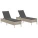 Lit de jardin 3 pièces avec coussins poly rotin gris clair
