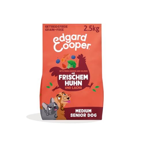 Edgard & Cooper Hondenvoer, droogvoer voor senior honden, zalm, 2,5 kg, graanvrij, natuurlijke ingrediënten en vers vlees, vol essentiële aminozuren