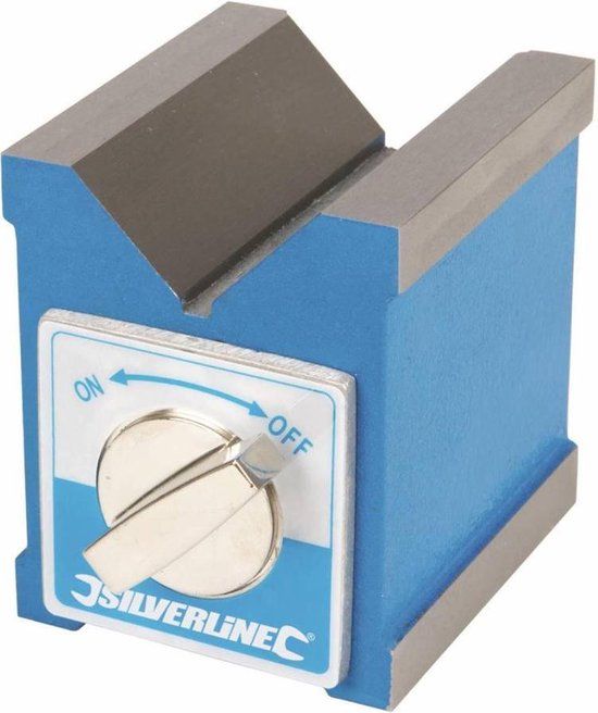 Silverline Magnetisch V-blok - 70 x 60 x 70 mm - Staal - Blauw