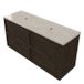 Saniclass meuble de salle de bain - 140x45x63cm - plateau en pierre naturelle travertin - sans trou pour robinet - 4 tiroirs - chêne mat anthracite