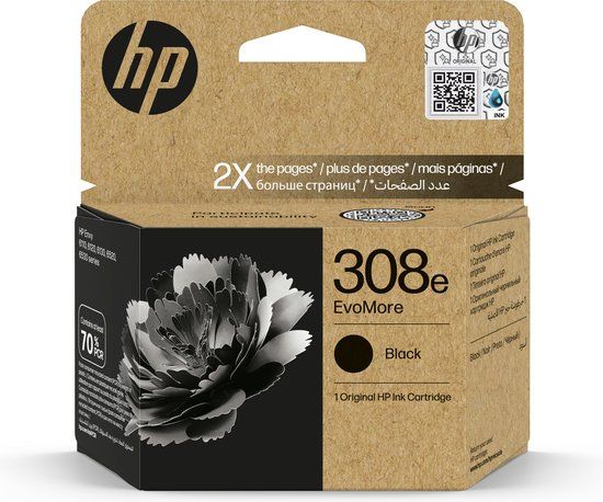 HP 308e EvoMore Zwarte Inktcartridge - Origineel