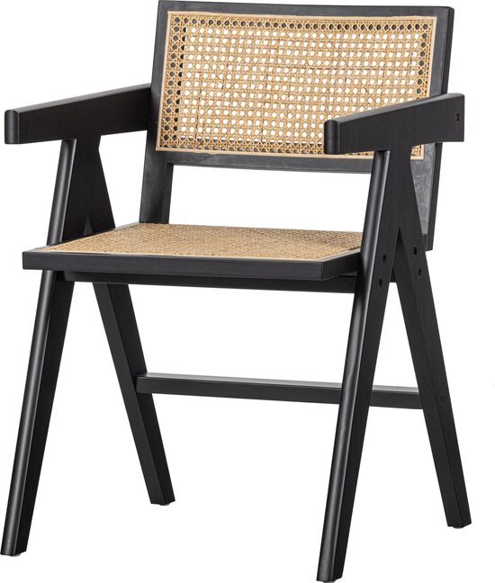 woood Gunn Eetkamerstoel - Rattan - Zwart - 80x54x54