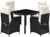 VidaXL Ensemble de jardin 5 pièces avec coussins, noir, en polyrotin