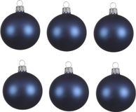 Decoris Kaemingk B.V. 6x Donkerblauwe glazen kerstballen 6 cm Mat