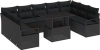 vidaXL Tuinbank - Set - 10 - st - Zwart - Poly - rattan