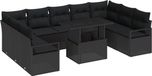 vidaXL Banc de jardin - Set - 10 - pièces - Noir - Poly - rotin