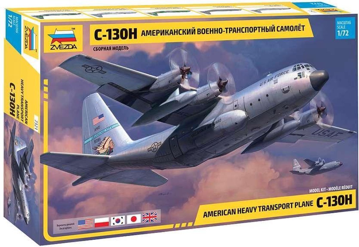 Zvezda 530007321 1:72 C-130 H Hercules - modelbouwset, plastic bouwpakket, bouwpakket voor montage, gedetailleerde replica