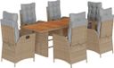 vidaXL 7-delige tuinset met kussens, polyrattan, gemengd beige