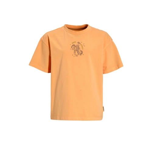 Me & My Monkey oversized T-shirt Luna met backprint oranje