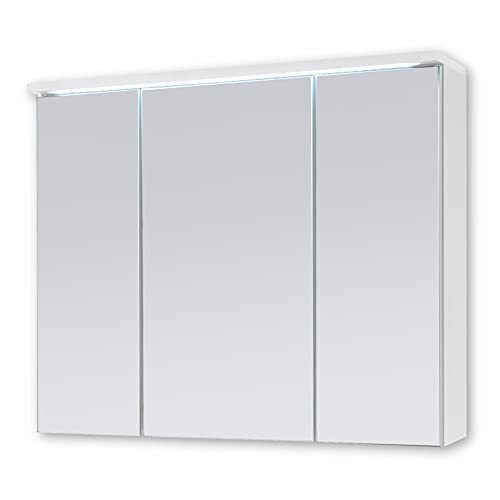 Stella Trading TWO Spiegelkast badkamer met LED-verlichting in wit - badkamerspiegel kast met veel opbergruimte - 80 x 68 x 22,5 cm (B/H/D)