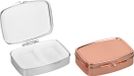 kwmobile Pillendoos met 2 vakken - Set van 2x Roestvrij Staal Pillendoosje - Organizer Voor Tabletten en Pillen - in zilver / roségoud