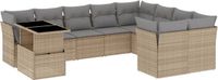 vidaXL 10-delige Loungeset met kussens, polyrattan, beige