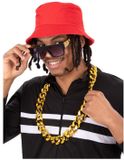 Smiffys 90's Hip Hop Verkleedset (Halsketting, Rood Vissershoedje en Bril)