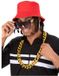 Smiffys 90's Hip Hop Verkleedset (Halsketting, Rood Vissershoedje en Bril)