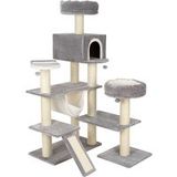 zooplus Exclusive Peperkoekhuisje Krabpaal met Ladder Lichtgrijs H175 x L118 x B100 cm