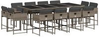 vidaXL 13-delige tuinset met kussens, grijs, polyrotan