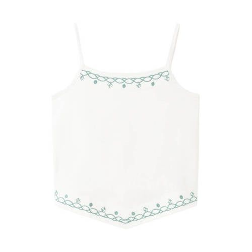 Mango Kids mouwloze top wit Meisjes Katoen Vierkante hals Effen - maat 152