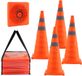 Latios Cônes de circulation et de sécurité - Cônes d'avertissement pliables - Jeu de 4 - Collier réfléchissant - Avec sac de rangement - Pour la gestion du trafic et les parkings