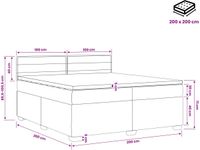 vidaXL Boxspringbed met matras en LED-verlichting, crème kleur, 200 x 200 cm, stoffen bekleding