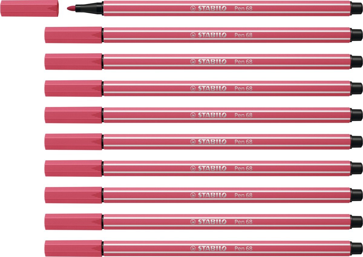 Stabilo Pen 68 - Premium Viltstift - Aardbeien Rood - Doos 10 stuks