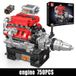 Boîte de construction technique 10204 - Voiture de sport à moteur - Moteur V8 - Petites briques de construction - Batterie au lithium - Sans télécommande - Emballage d'origine
