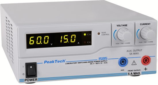 Peaktech 1585 Schakelmodus laboratorium Voeding DC 1 - 60 V / 0 - 15 A met USB