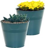 Mega Collections Pot Bob - 2x - Zinc - Vert d'eau - D13 x H12 cm