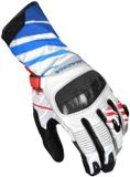Macna Krown geperforeerde motorhandschoenen - Leer - Wit/zwart/blauw - Maat S