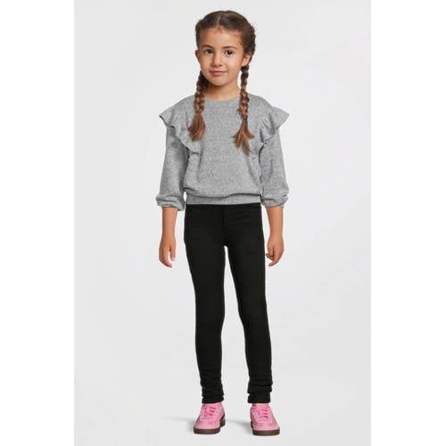 Anytime trui met ruches blauw melange