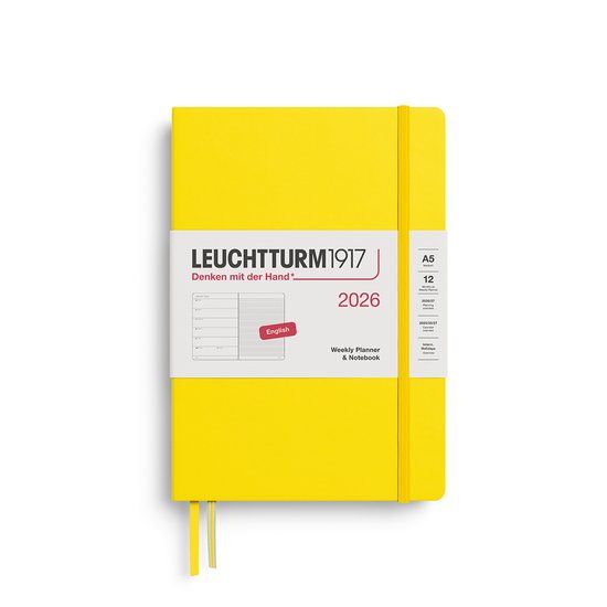 Leuchtturm1917 - Weekly Planner&Notebook - A5 - 2026 - Hardcover - Lemon - English