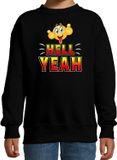 Bellatio Decorations Shoppartners Bv Funny emoticon sweater Hell yeah zwart voor kids - Fun / cadeau trui 134/146