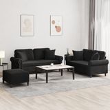 Maison Exclusive ensemble de canapé 3 pièces avec coussins, noir, velours