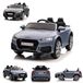Audi Voiture électrique pour enfant - "Audi TTRS" - sous licence - batterie 12V7A et 2 moteurs - télécommande 2.4GHz + lecteur MP3 + pneus EVA + sellerie cuir - gris Nardo