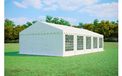 PREMIUM Tente de réception 5x10 m – PVC 500 g/m², ignifuge, cadre au sol + renforts de toit, jusqu'à 100 personnes - Blanc
