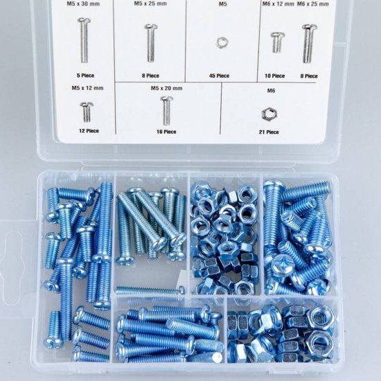HOFFTECH Benson Bout en Moer Assortiment 125 delig in Opbergdoos | Bouten en Moeren M5 M6