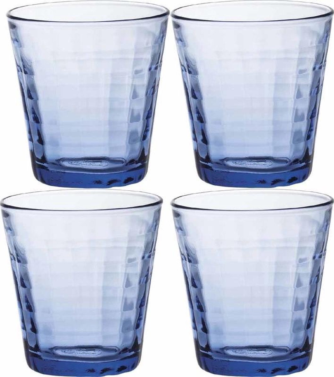 Duralex 4x Drinkglazen/waterglazen Prisme blauw 220 ml - Koffie/thee glazen Prisme 220 ml